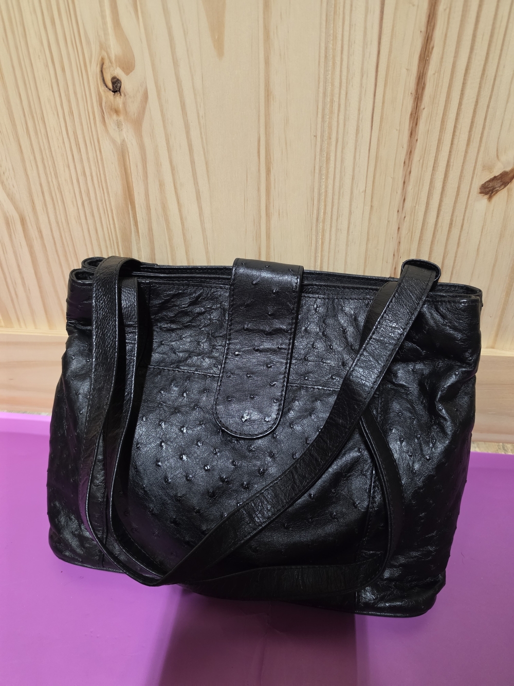 Karoo Classics Genuine Ostrich Leather Black Shoulder Bag